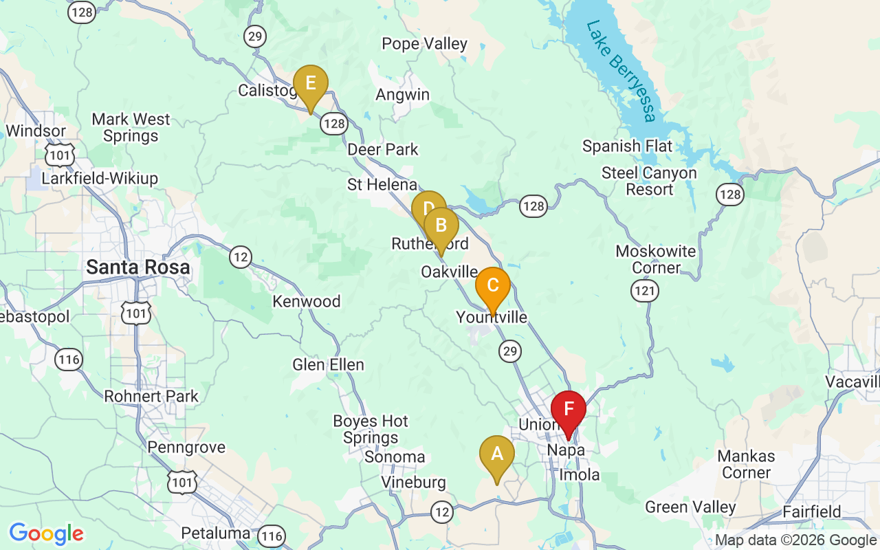 Napa Valley wine-day route map